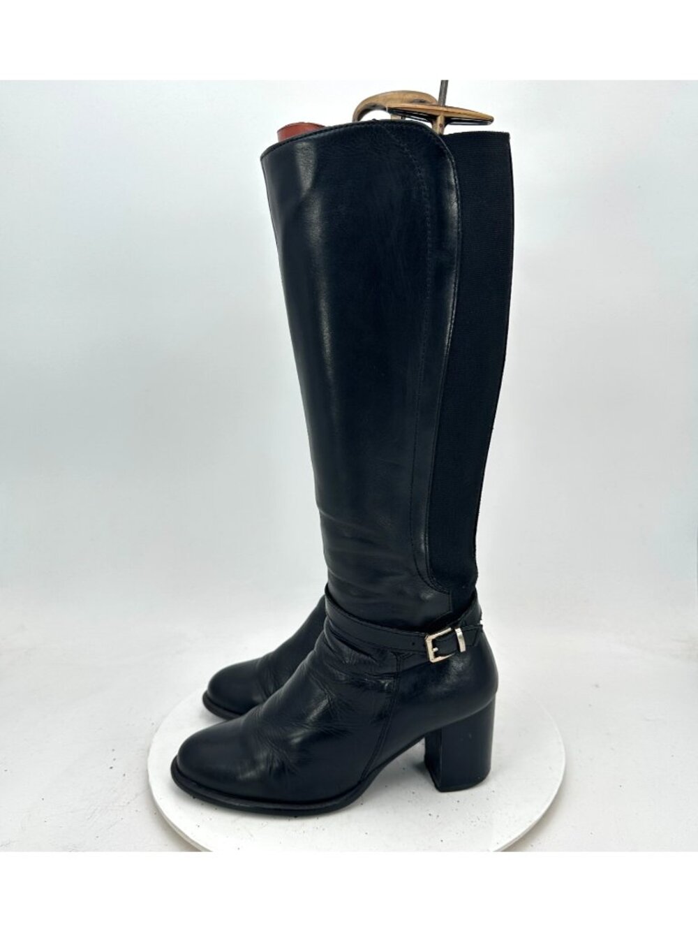 Lavorazione artigiana Women Size EU 37 US 7 Black Leather High Heel Boot